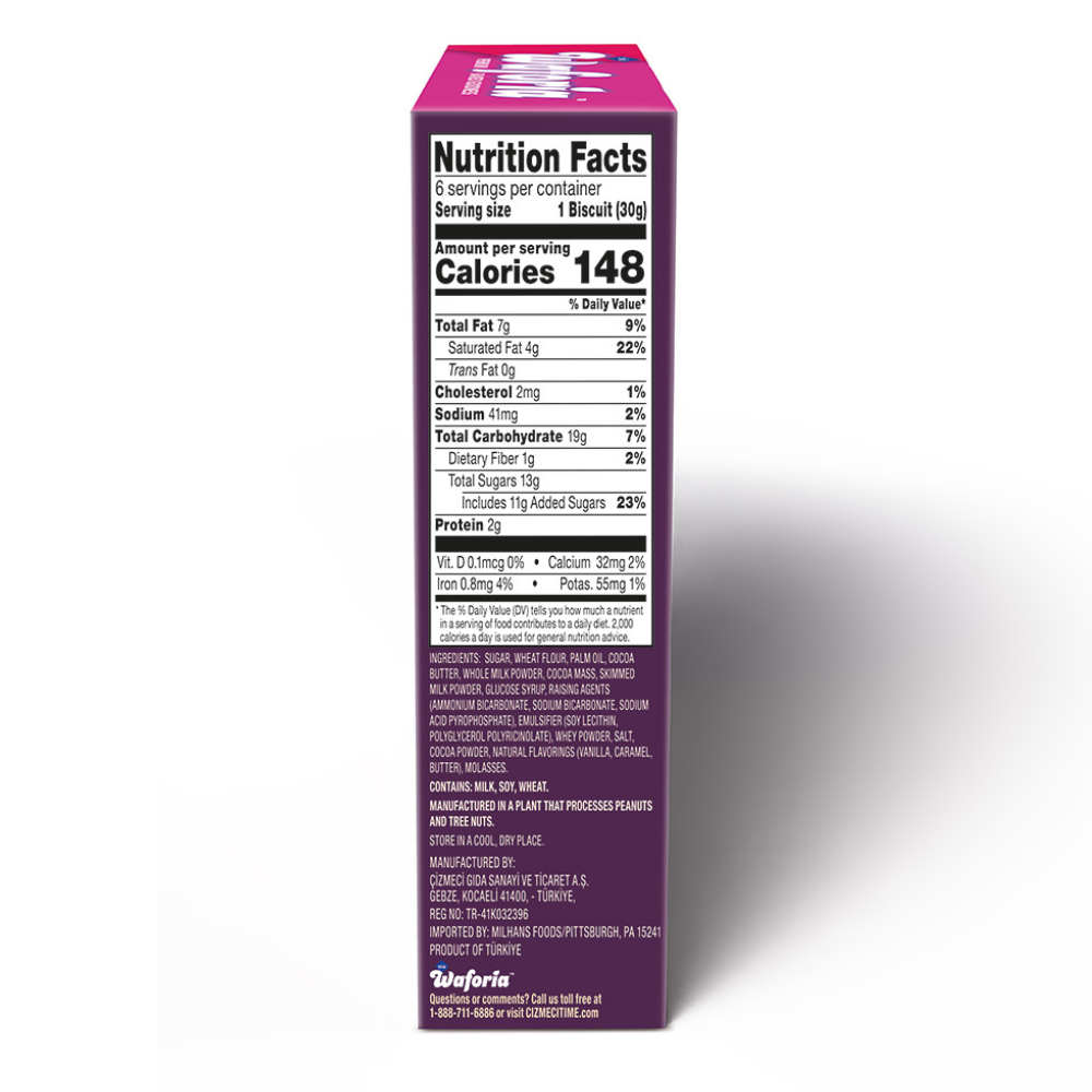 Purple box with nutrition facts label on a white background