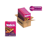 Waforia Caramel Cream bars packaging with a cardboard box containing multiple boxes on a white background