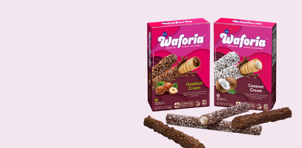 Waforia chocolate-enrobed rolled wafer cookies

