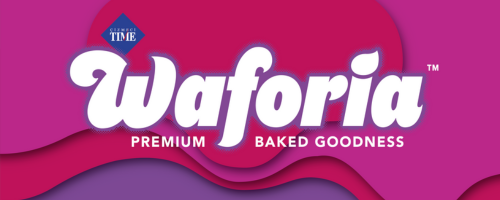 Waforia logo with pink and purple background