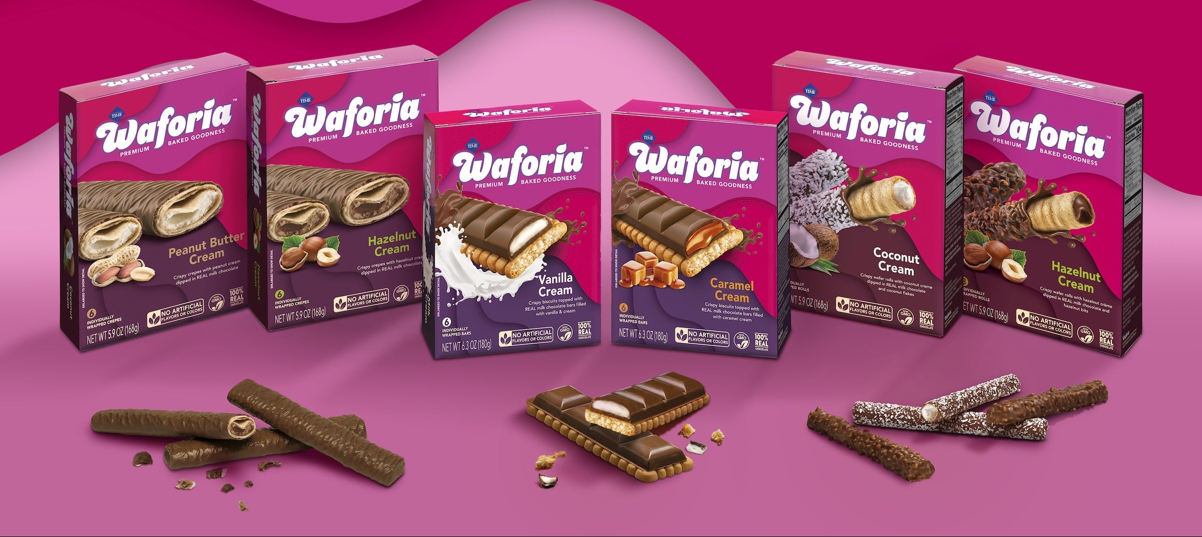 Wuforia snack bars packaging on a pink background