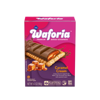Waforia Caramel Cream chocolate bar packaging on a white background