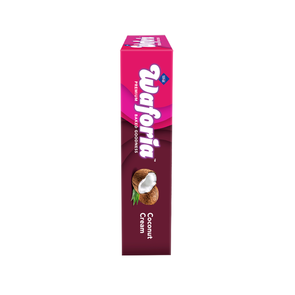 Waforia Coconut Cream product packaging on a white background