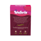 Waforia baked goods packaging with pink and purple design on a white background