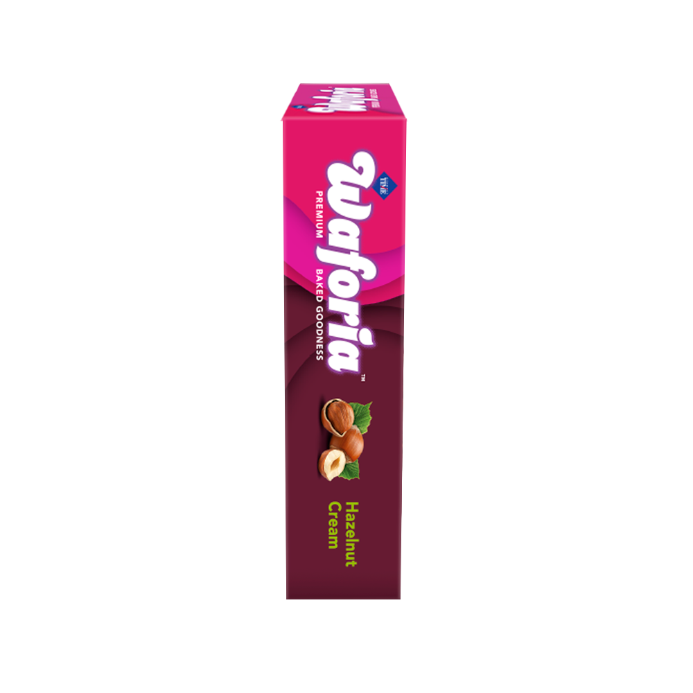 Waforia hazelnut cream packaging on a white background